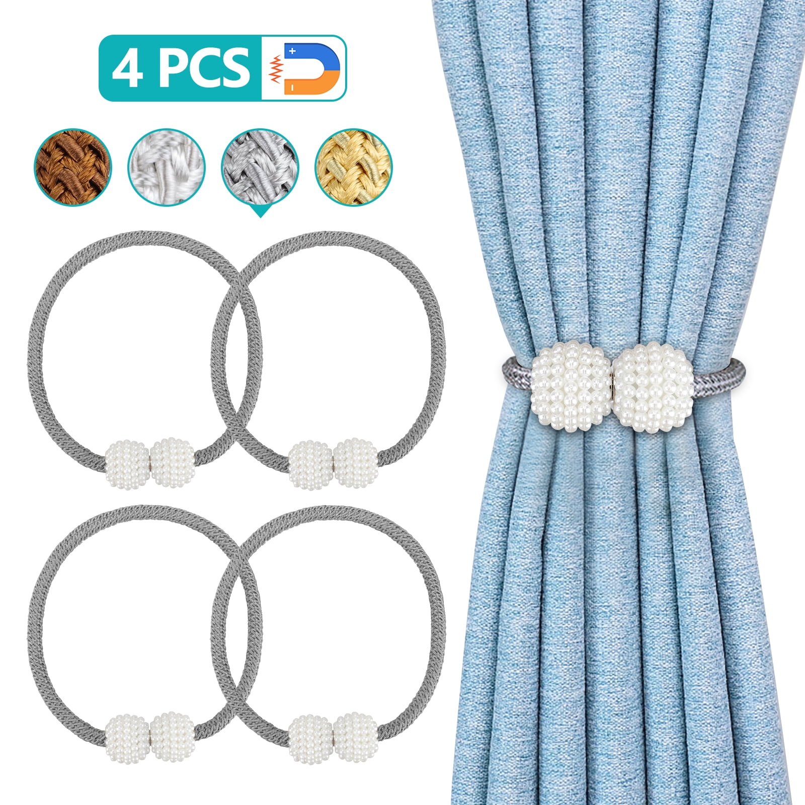 Decorative Hand Knitting Drape Tie Backs Cotton Rope for Sheer and Blackout Curtain Set of 2, Beige Outdoor Curtain Drapery Holdbacks Holders JQWUPUP 2 Pack Rustic Curtain Tiebacks